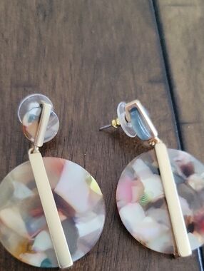 Gold Bar Multicolor Resin Drop Earrings - Women's Jewelry